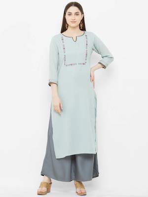 Grey plain rayon ethnic-kurtis 1