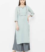 Grey plain rayon ethnic-kurtis