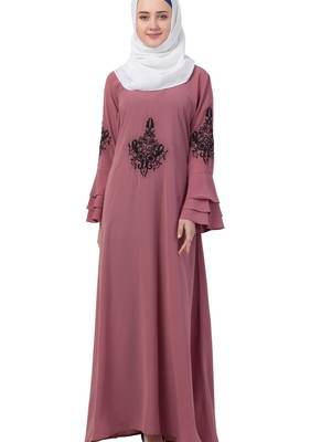 Pink Nida Embroidered Abaya 1