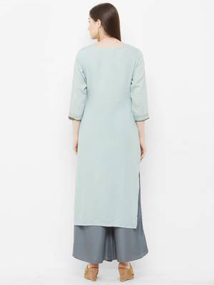 Grey plain rayon ethnic-kurtis 2