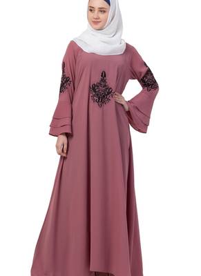 Pink Nida Embroidered Abaya 3