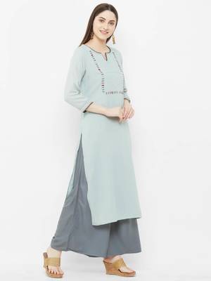 Grey plain rayon ethnic-kurtis 3