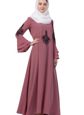 Pink Nida Embroidered Abaya 4