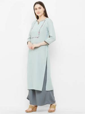 Grey plain rayon ethnic-kurtis 4