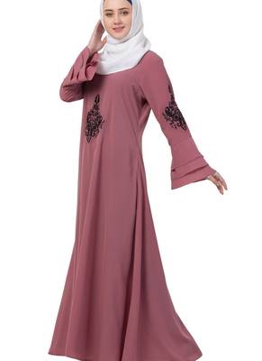Pink Nida Embroidered Abaya 5
