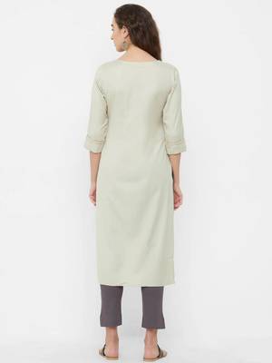 Beige embroidered rayon ethnic-kurtis 2