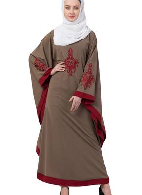 Beige Nida Embroidered Abaya 1