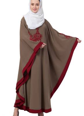 Beige Nida Embroidered Abaya 3