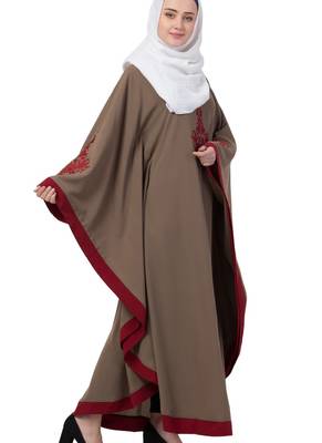 Beige Nida Embroidered Abaya 4