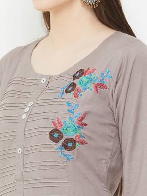 Grey embroidered rayon ethnic-kurtis 5