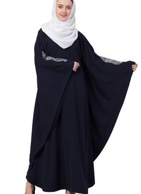 Blue Nida Embroidered Abaya 3