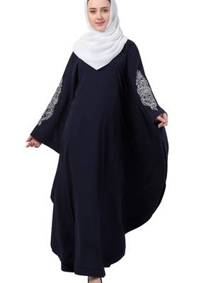 Blue Nida Embroidered Abaya 1