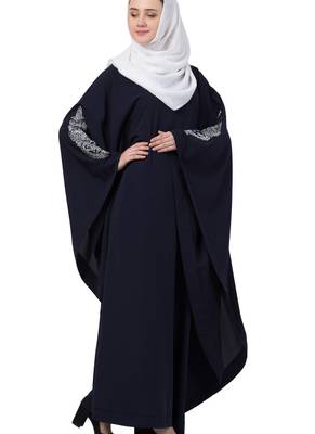 Blue Nida Embroidered Abaya 4