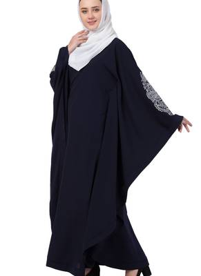 Blue Nida Embroidered Abaya 5