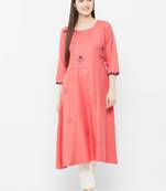 Pink plain rayon ethnic-kurtis