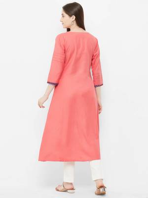 Pink plain rayon ethnic-kurtis 2