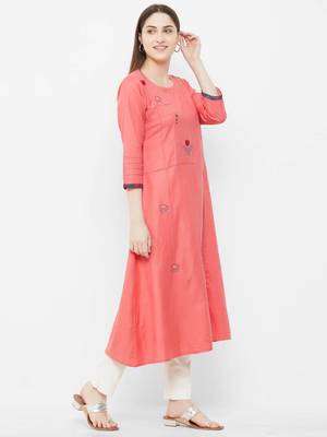 Pink plain rayon ethnic-kurtis 3