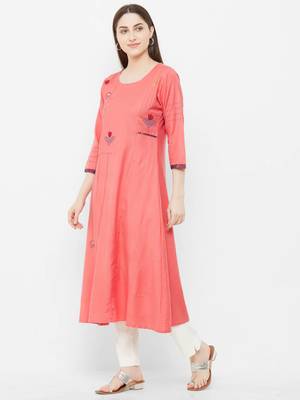 Pink plain rayon ethnic-kurtis 4