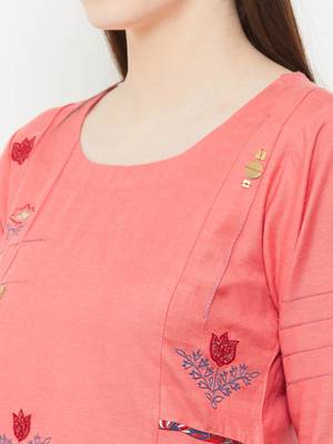 Pink plain rayon ethnic-kurtis 5