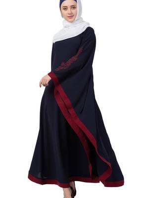 Blue Nida Embroidered Abaya 1