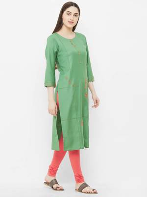 Green embroidered rayon ethnic-kurtis 3