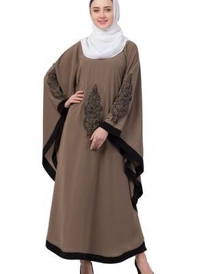 Beige Nida Embroidered Abaya 3