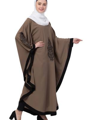 Beige Nida Embroidered Abaya 4