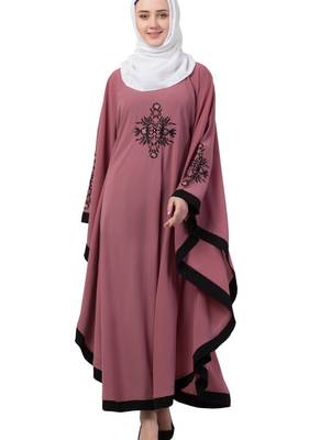 Pink Nida Embroidered Abaya 1