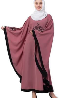 Pink Nida Embroidered Abaya 3
