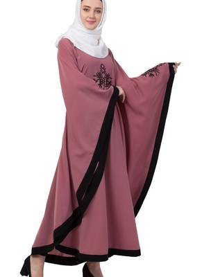 Pink Nida Embroidered Abaya 4