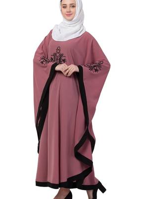 Pink Nida Embroidered Abaya 5