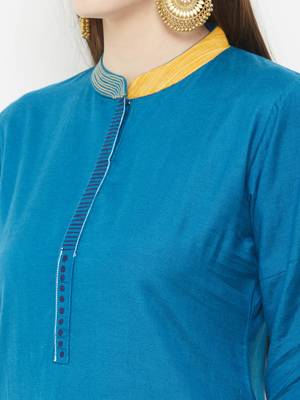 Blue plain rayon ethnic-kurtis 5