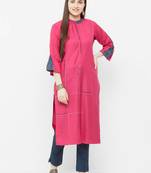 Pink plain rayon ethnic-kurtis