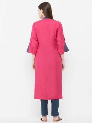 Pink plain rayon ethnic-kurtis 2