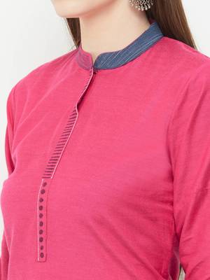 Pink plain rayon ethnic-kurtis 5
