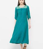 Green printed rayon ethnic-kurtis