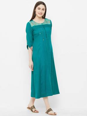 Green printed rayon ethnic-kurtis 3