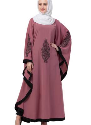 Pink Nida Embroidered Abaya 3