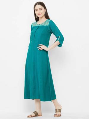 Green printed rayon ethnic-kurtis 4