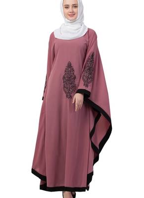 Pink Nida Embroidered Abaya 1