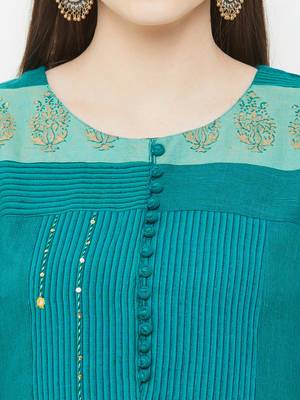 Green printed rayon ethnic-kurtis 5