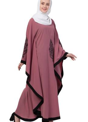 Pink Nida Embroidered Abaya 4