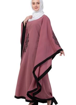 Pink Nida Embroidered Abaya 5