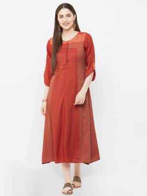 Red printed rayon ethnic-kurtis 1