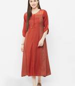 Red printed rayon ethnic-kurtis