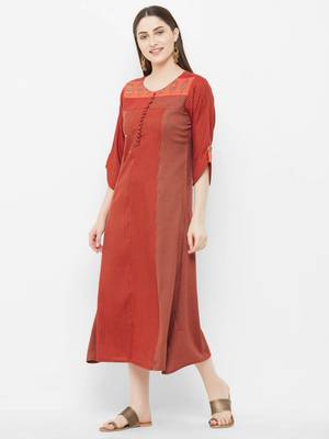 Red printed rayon ethnic-kurtis 3