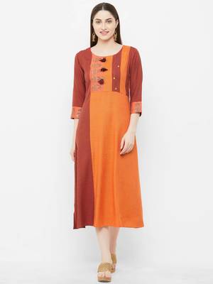 Red printed rayon ethnic-kurtis 1
