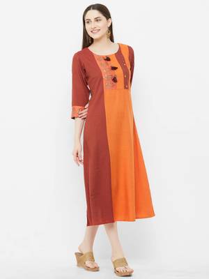 Red printed rayon ethnic-kurtis 3