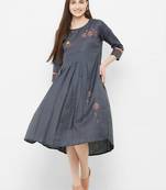 Grey plain rayon ethnic-kurtis
