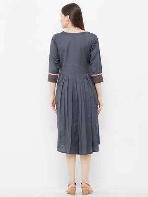 Grey plain rayon ethnic-kurtis 2